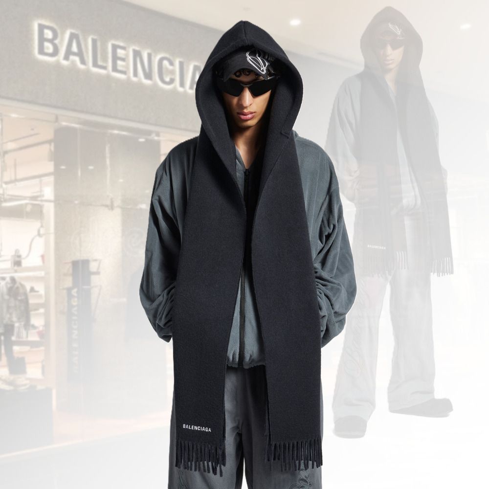 フェード加工】Balencaiaga メンズ フード付きスカーフ (BALENCIAGA