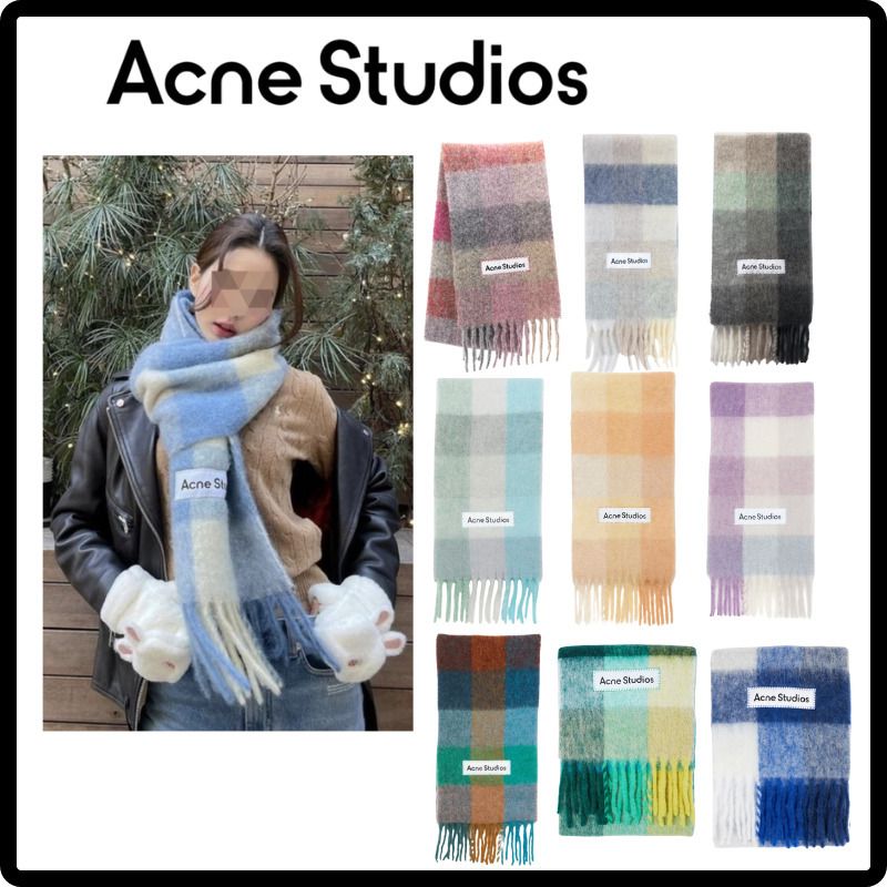 ACNE STUDIO】モヘアチェックスカーフマフラー ☆人気☆ (Acne Studios