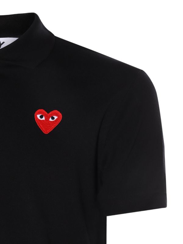 Comme Des Garçons Play heart-patch Polo Shirt | Black | FARFETCH