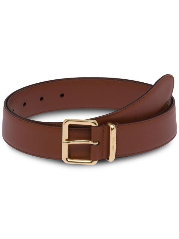 Miu Miu Logo Buckle Belt | Brown | FARFETCH