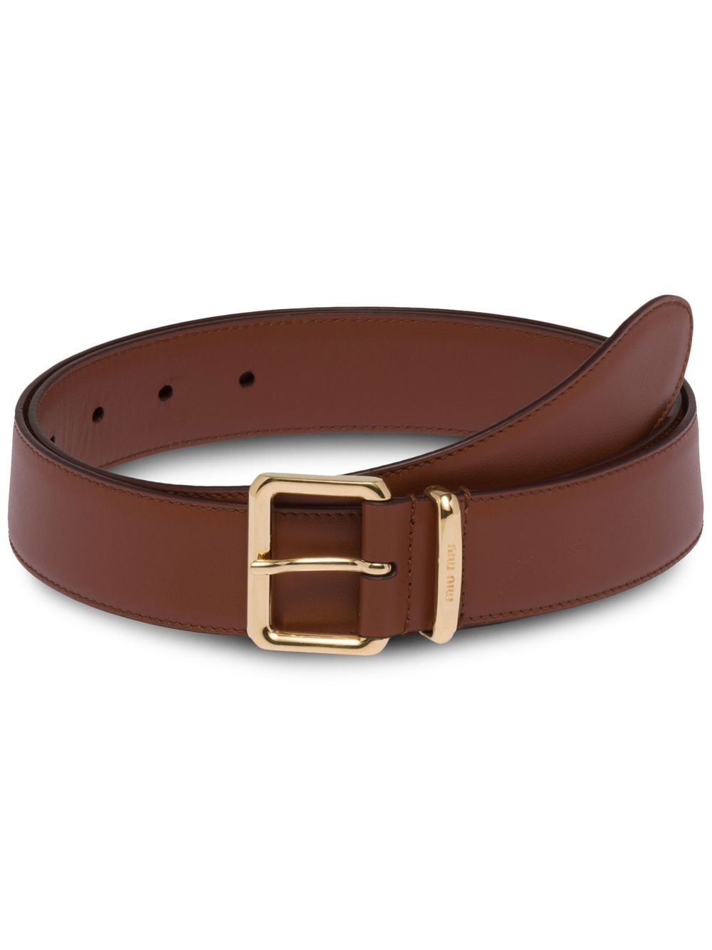 Miu Miu ミュウミュウ ロゴバックル ベルト | ブラウン | FARFETCH JP