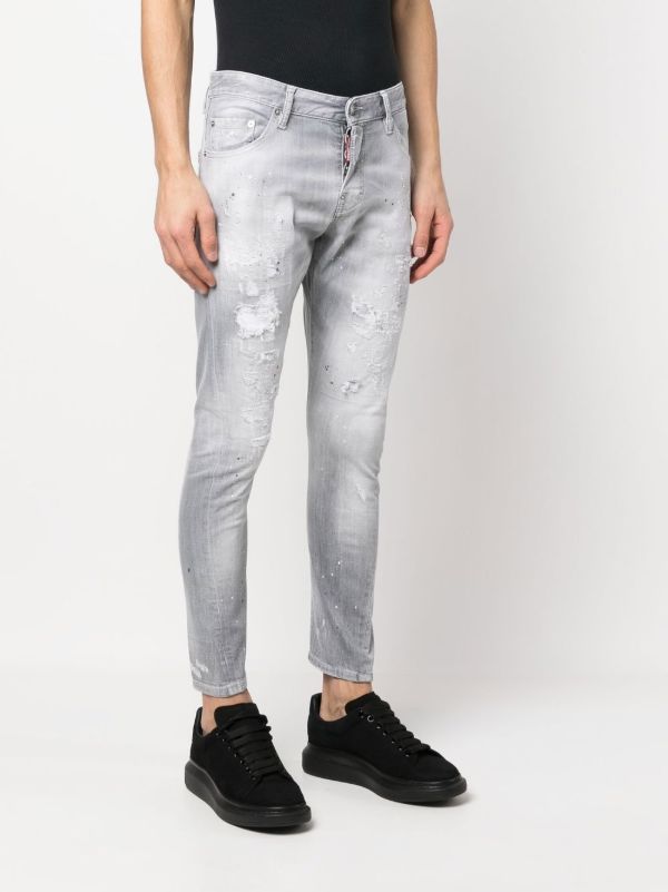 DSQUARED2 ディースクエアード ダメージ スキニージーンズ | グレー