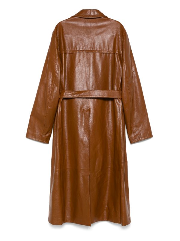 Marni レザーコート | ブラウン | FARFETCH JP