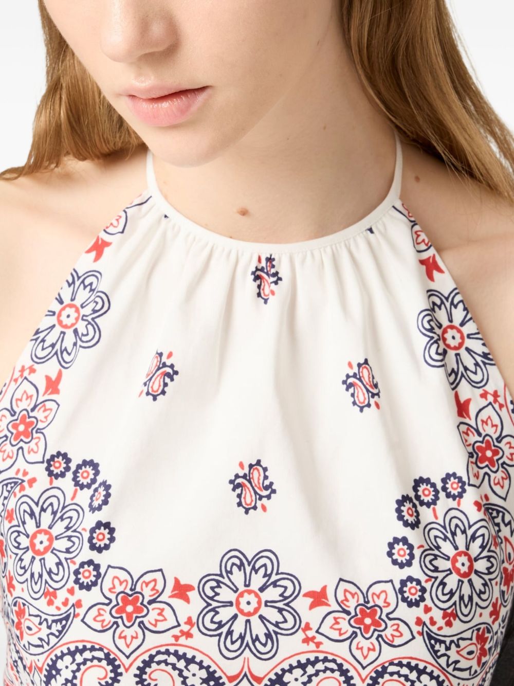 Miu Miu ペイズリークロップドトップ | ホワイト | FARFETCH JP
