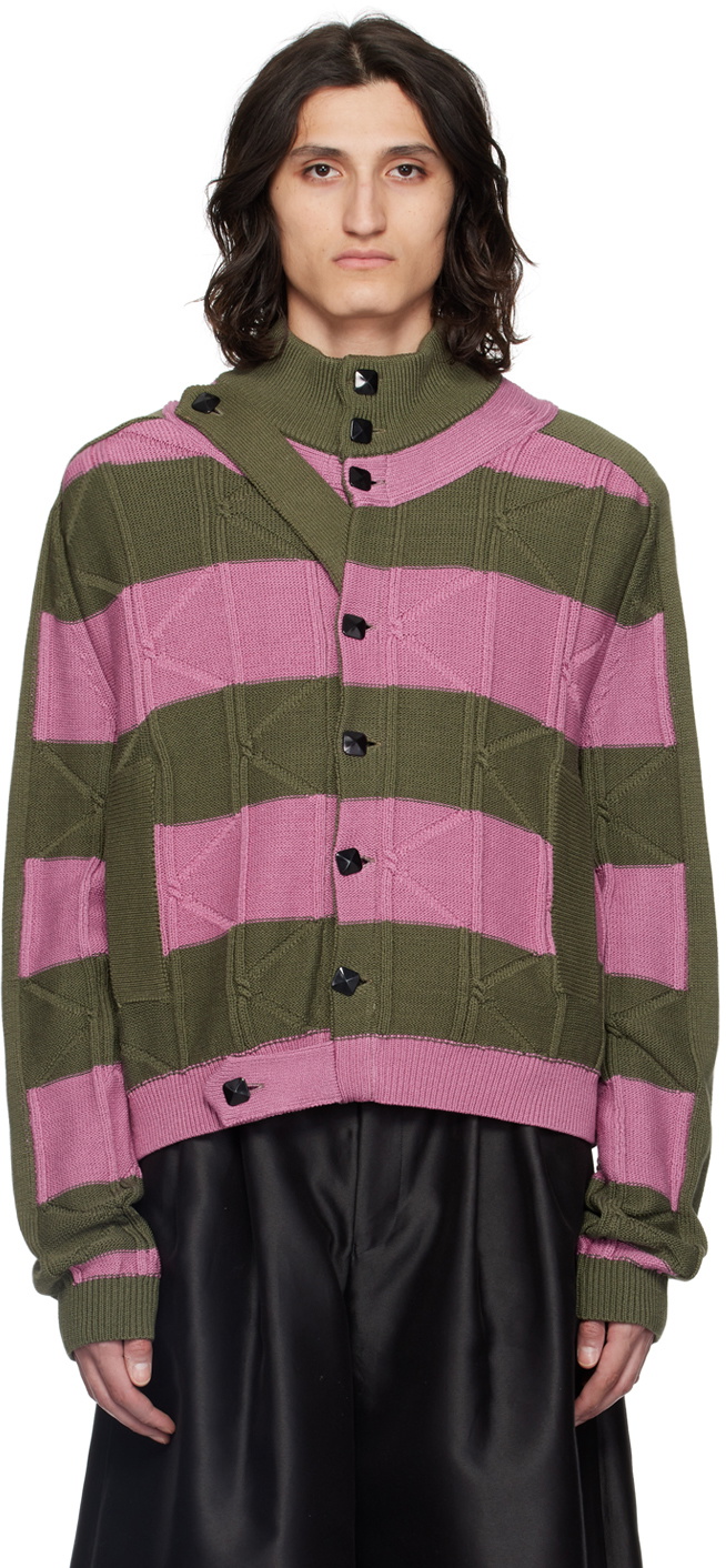 Kiko Kostadinov Pink & Khaki Merli Cardigan Kiko Kostadinov