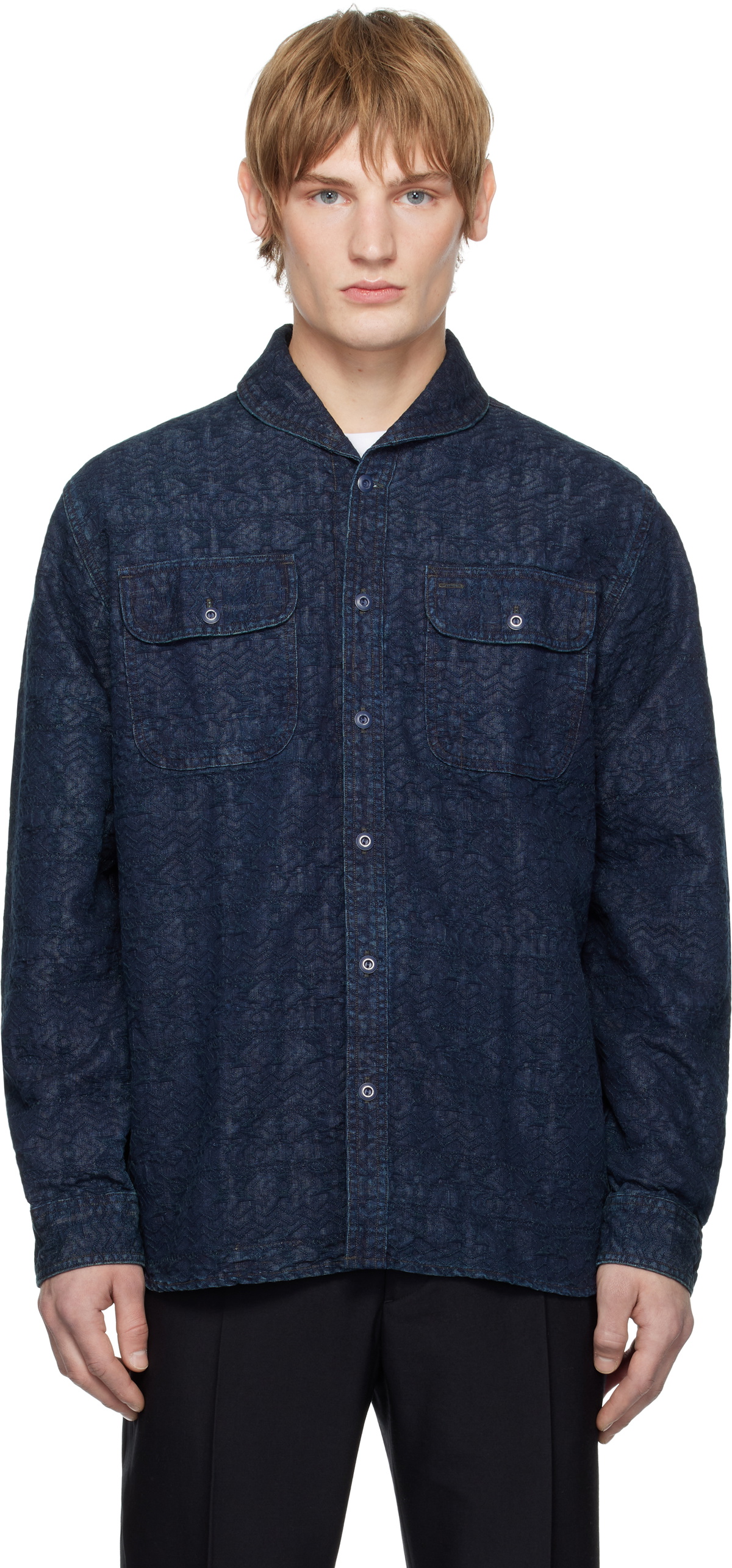 RRL Indigo Jacquard Work Shirt RRL