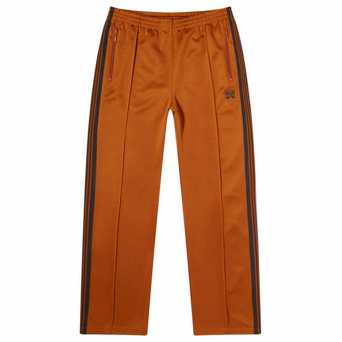 Needles Men's Poly Smooth Narrow Track Pants in Rust Needles