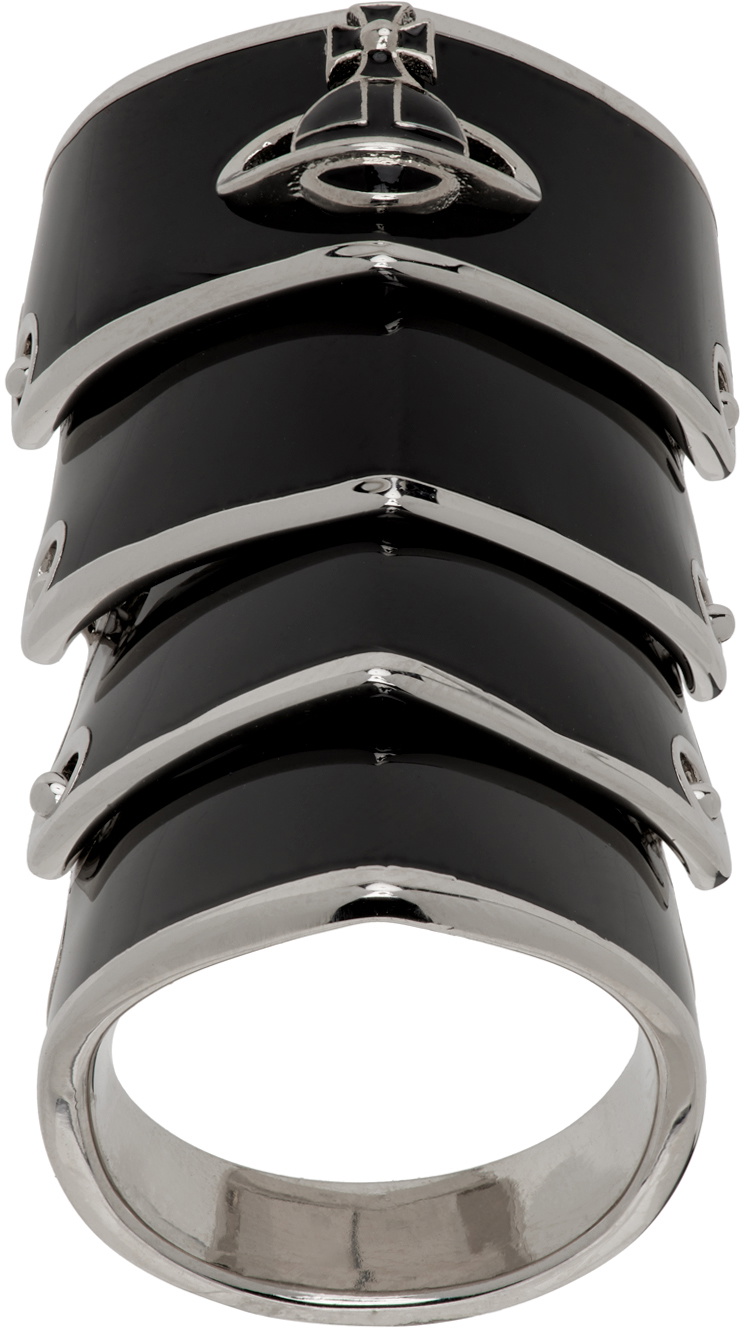 Vivienne Westwood Silver & Black Artemis Ring Vivienne Westwood