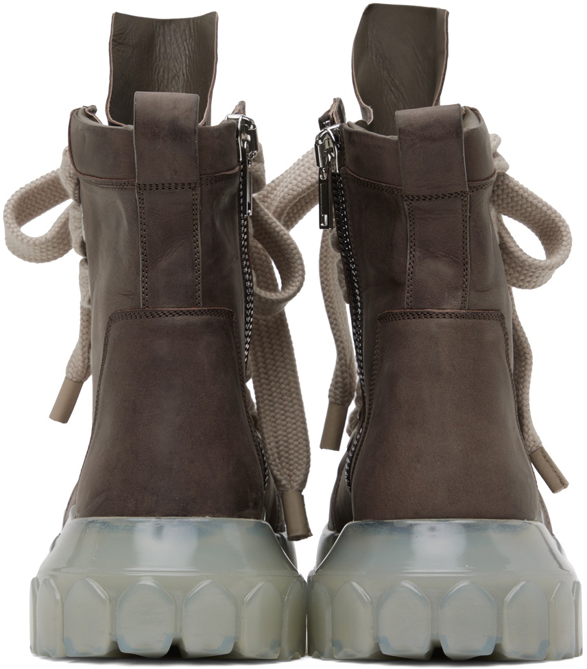 Rick Owens Taupe Jumbo Laced Bozo Tractor Boots Rick Owens