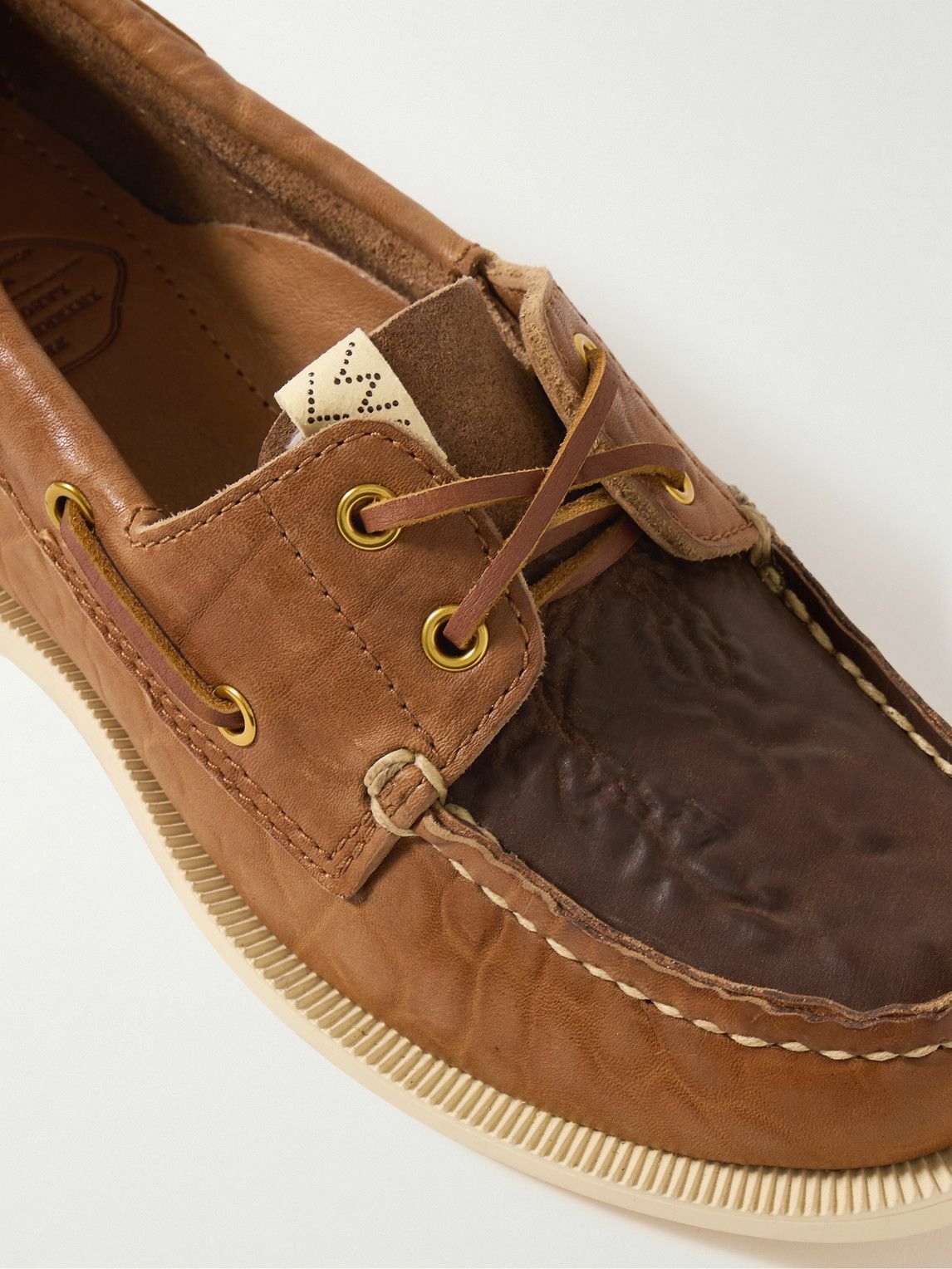 Visvim - Americana II Eye-Folk Textured-Leather Boat Shoes - Brown