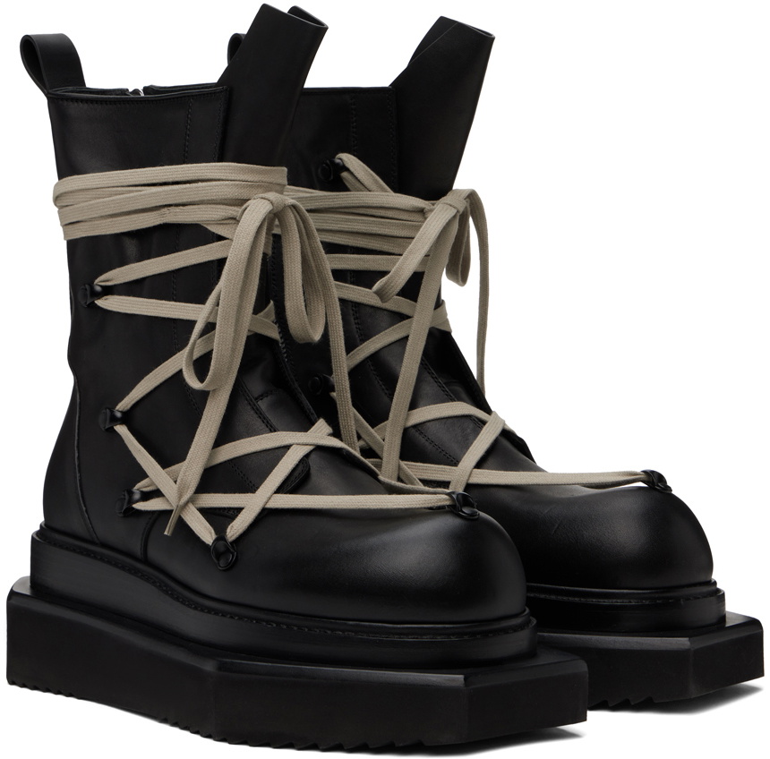Rick Owens Black Porterville Pentalaced Turbo Cyclops Boots Rick Owens