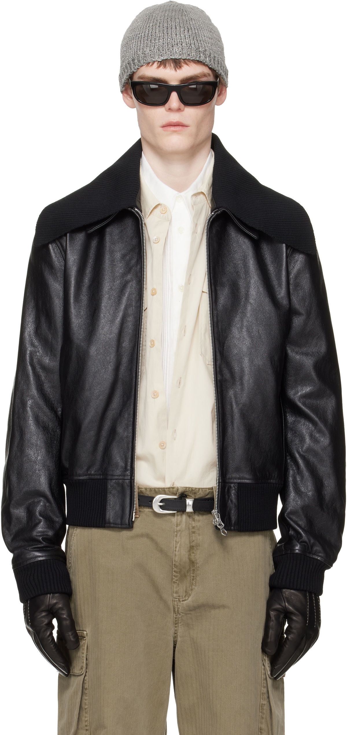 OUR LEGACY: Black Pharos Leather Bomber Jacket | SSENSE