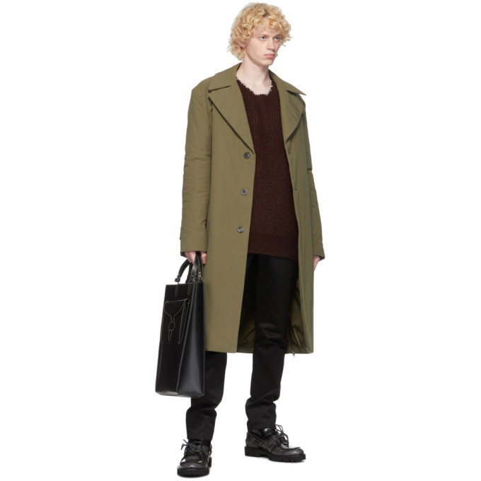 Maison Margiela Green Cotton Twill Trench Coat Maison Margiela