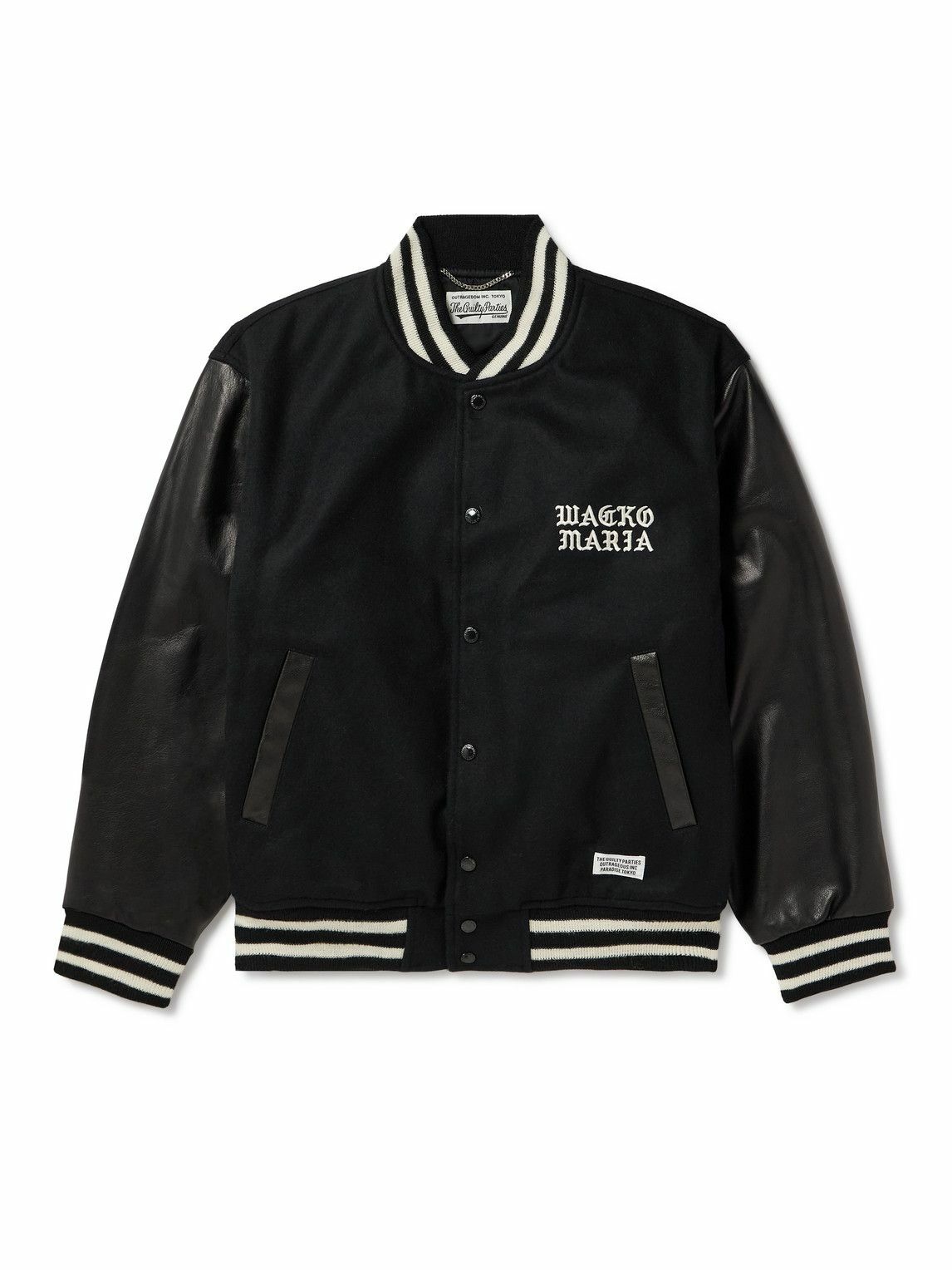 Wacko Maria - Logo-Embroidered Striped Wool-Blend and Leather