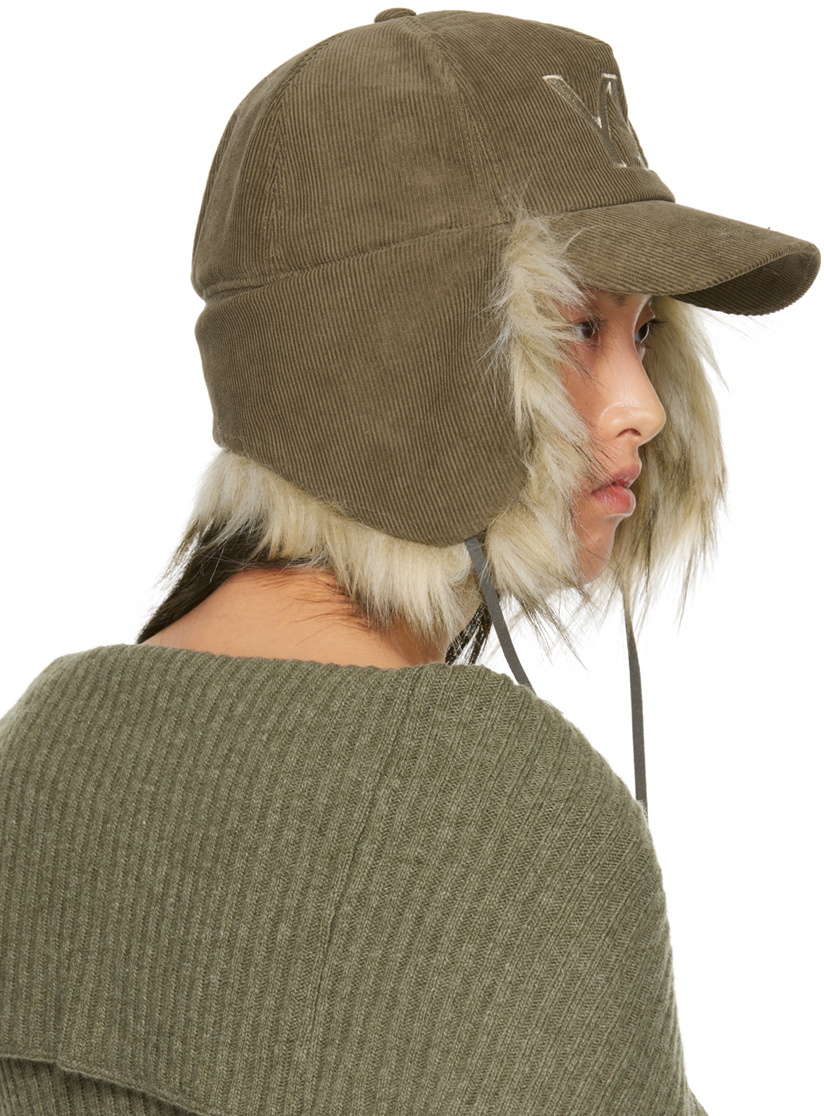 OPEN YY Khaki Ear Flap Faux-Fur Cap OPEN YY