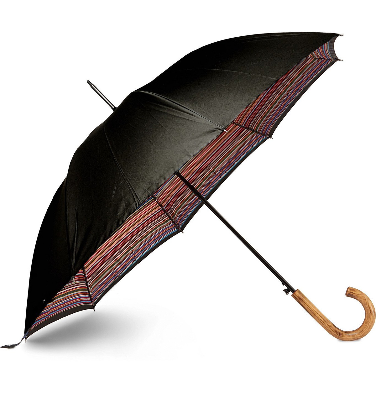 Paul Smith - Striped Wood-Handle Umbrella - Black Paul Smith