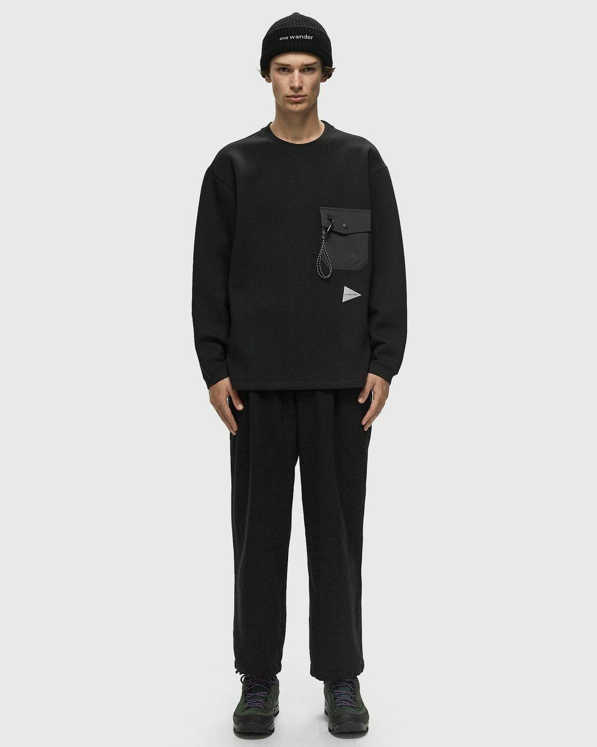 And Wander Airly Warm Pullover Black Sweatshirts and Wander