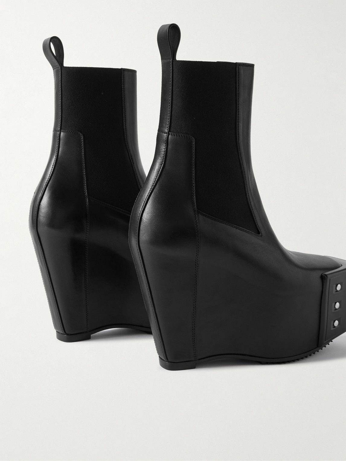 Rick Owens - Grilled Wedge Beatle Leather Platform Chelsea Boots
