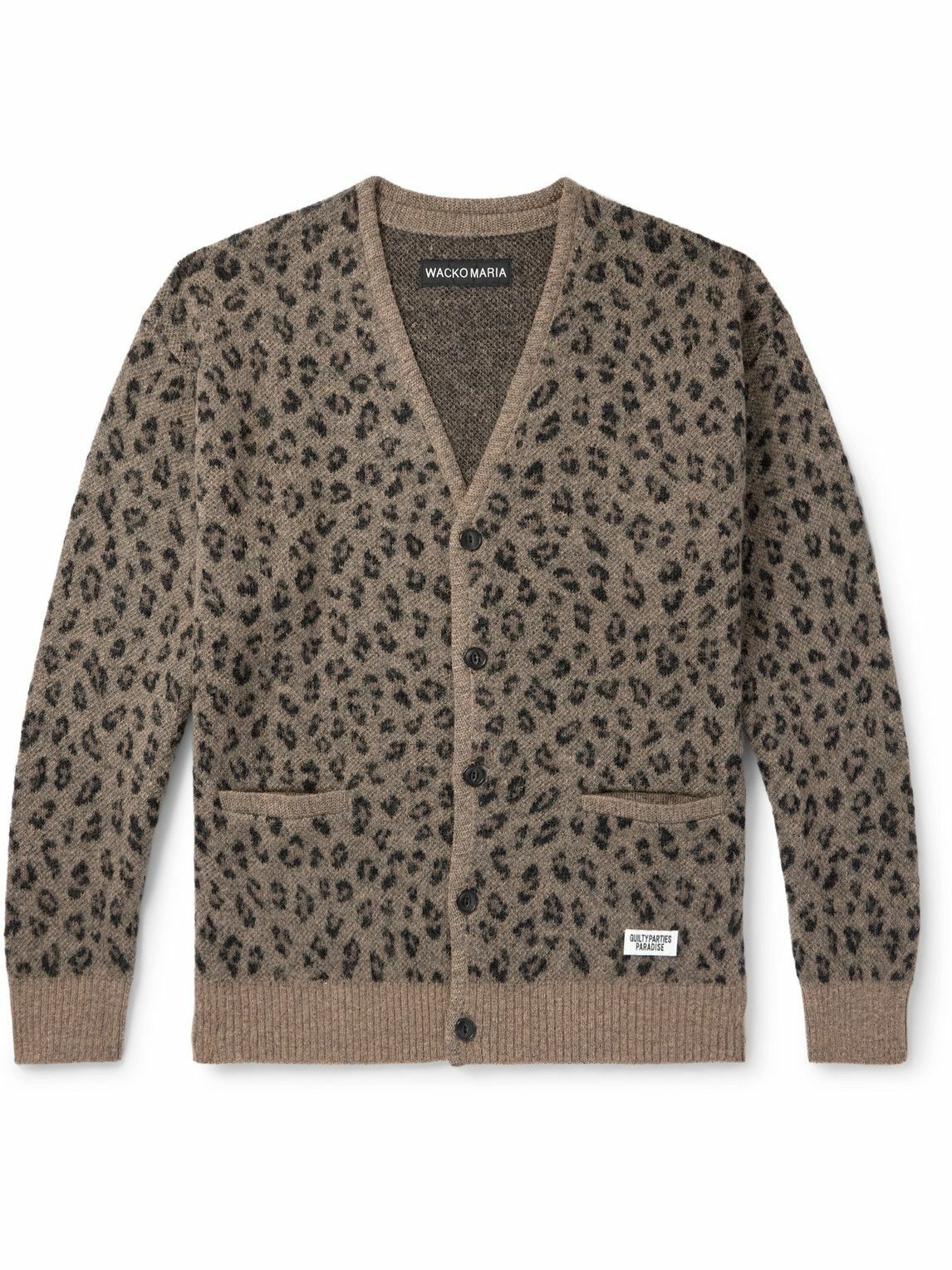 Wacko Maria Men's Type 1 Leopard Mohair Cardigan in Yellow Wacko Maria