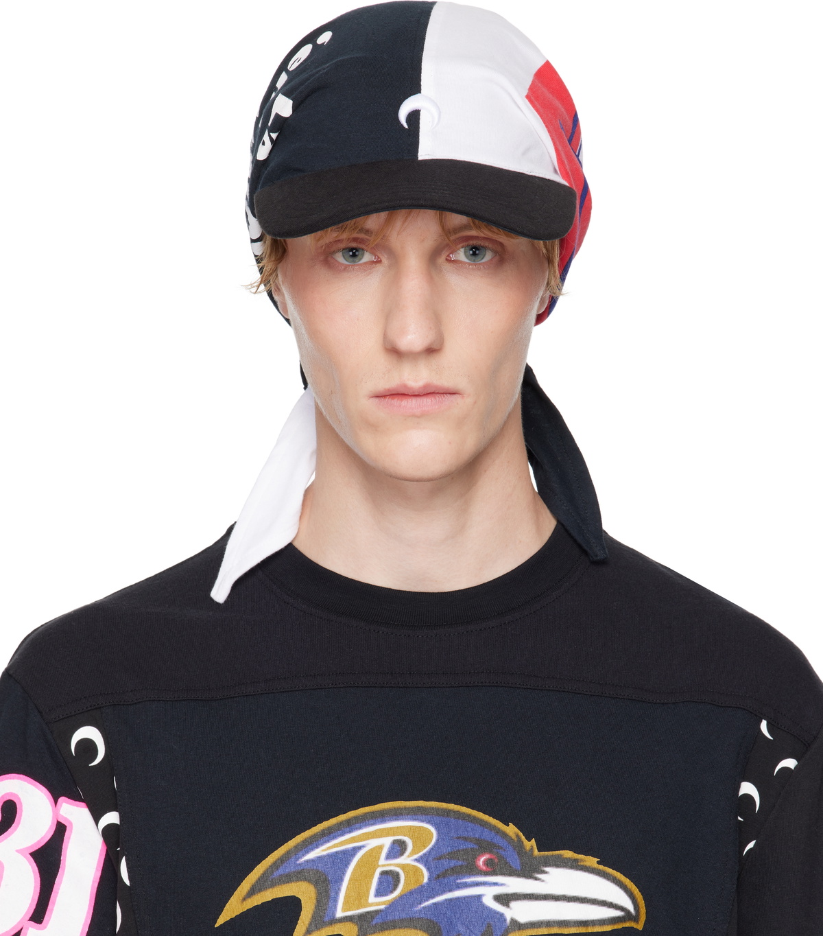 Marine Serre Multicolor Regenerated Silk Scarves Veiled Cap Marine