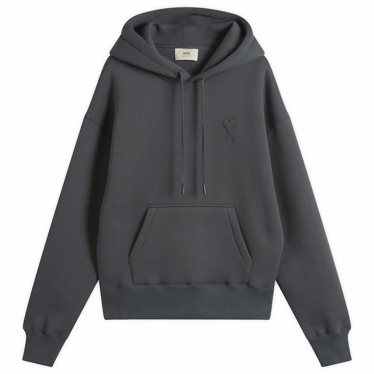 AMI Paris Men's Small A Heart Zip Hoodie in Black AMI