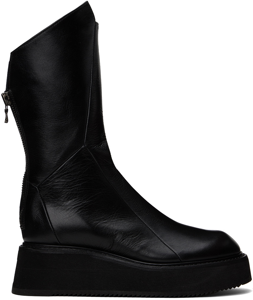 Julius Black Leather Zip-Up Boots Julius