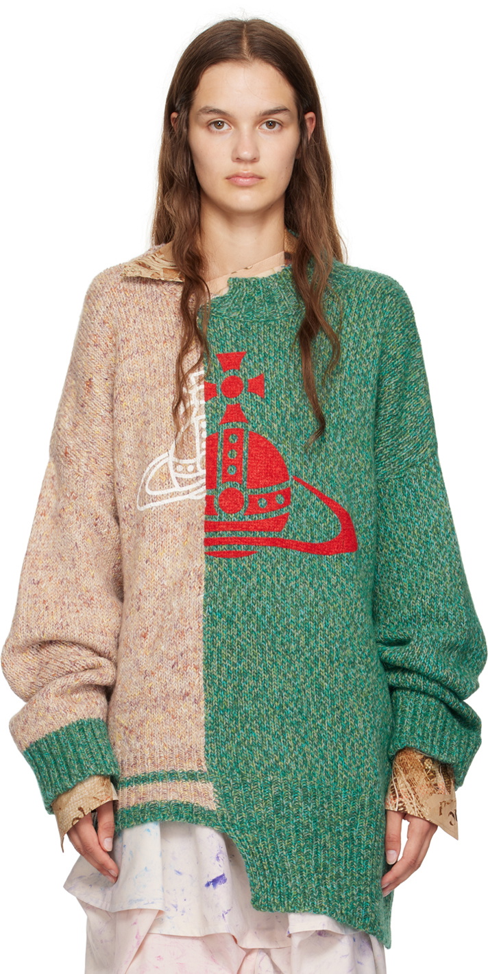 Vivienne Westwood Beige & Green Half & Half Sweater Vivienne Westwood