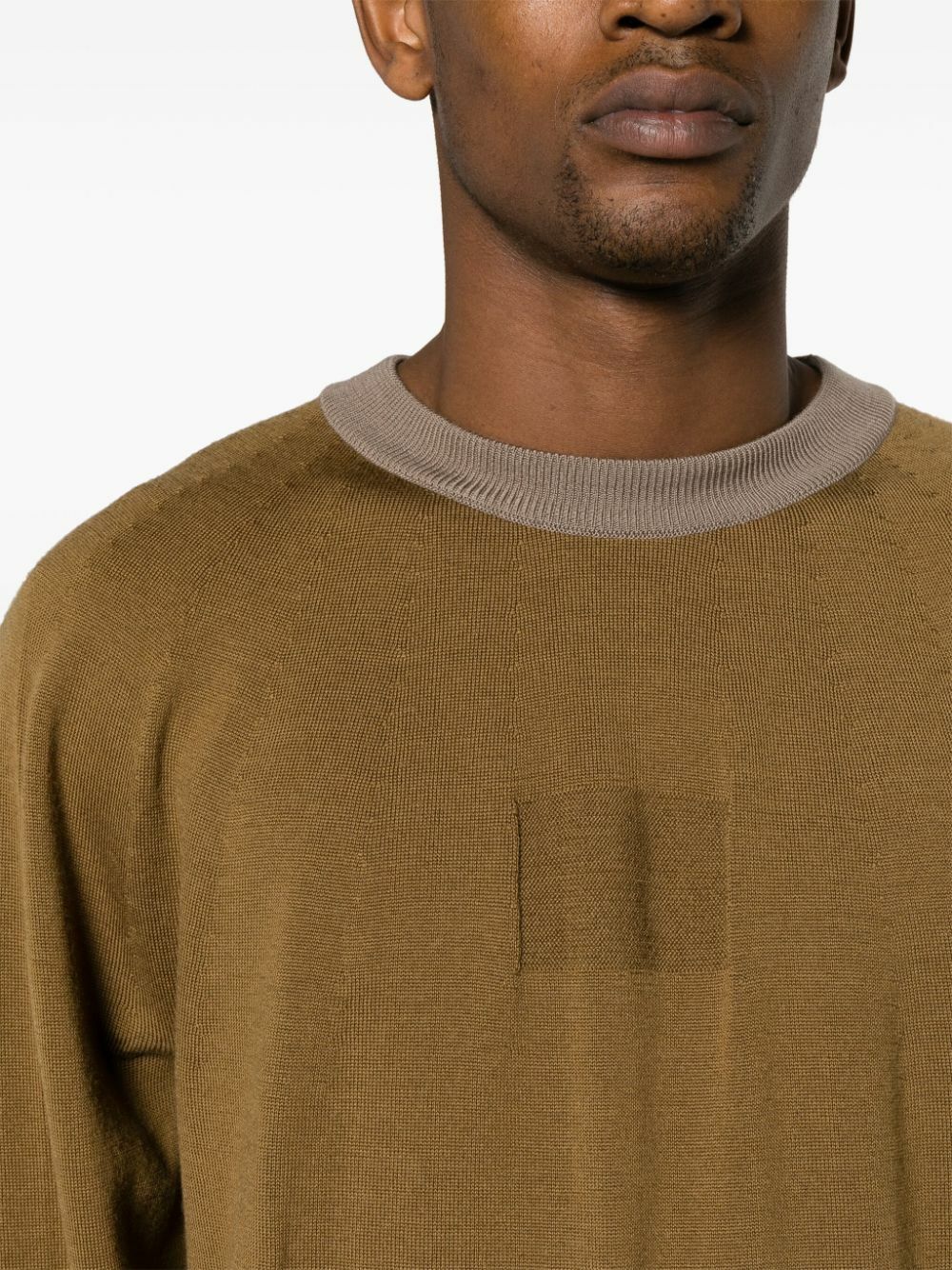 Goldwin Brown Seamless-Knit Wool Sweater Goldwin