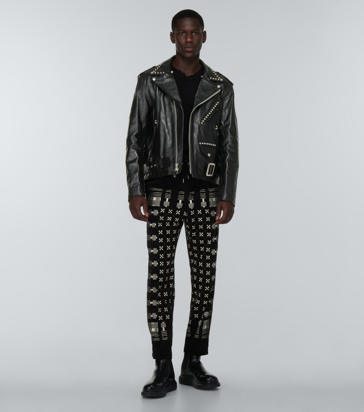Sacai - x Schott studded leather jacket Sacai