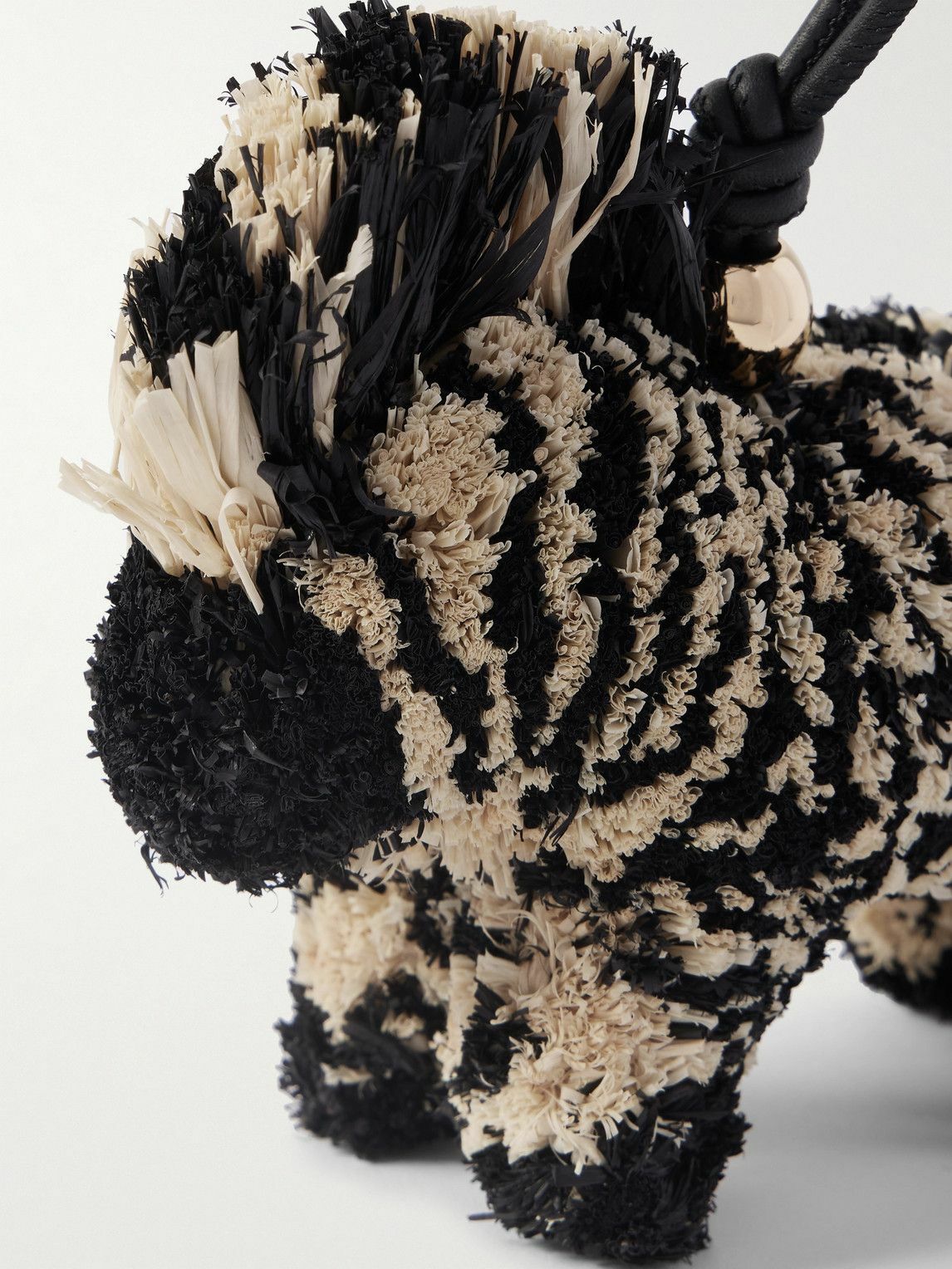 LOEWE - Paula's Ibiza Zebra Leather-Trimmed Raffia Charm Loewe