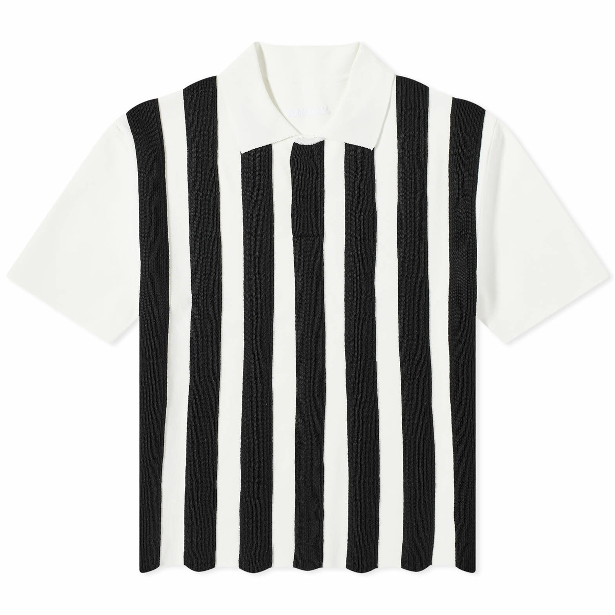 Jacquemus Men's Ola Stripe Knit Polo Shirt in Multi Black Jacquemus