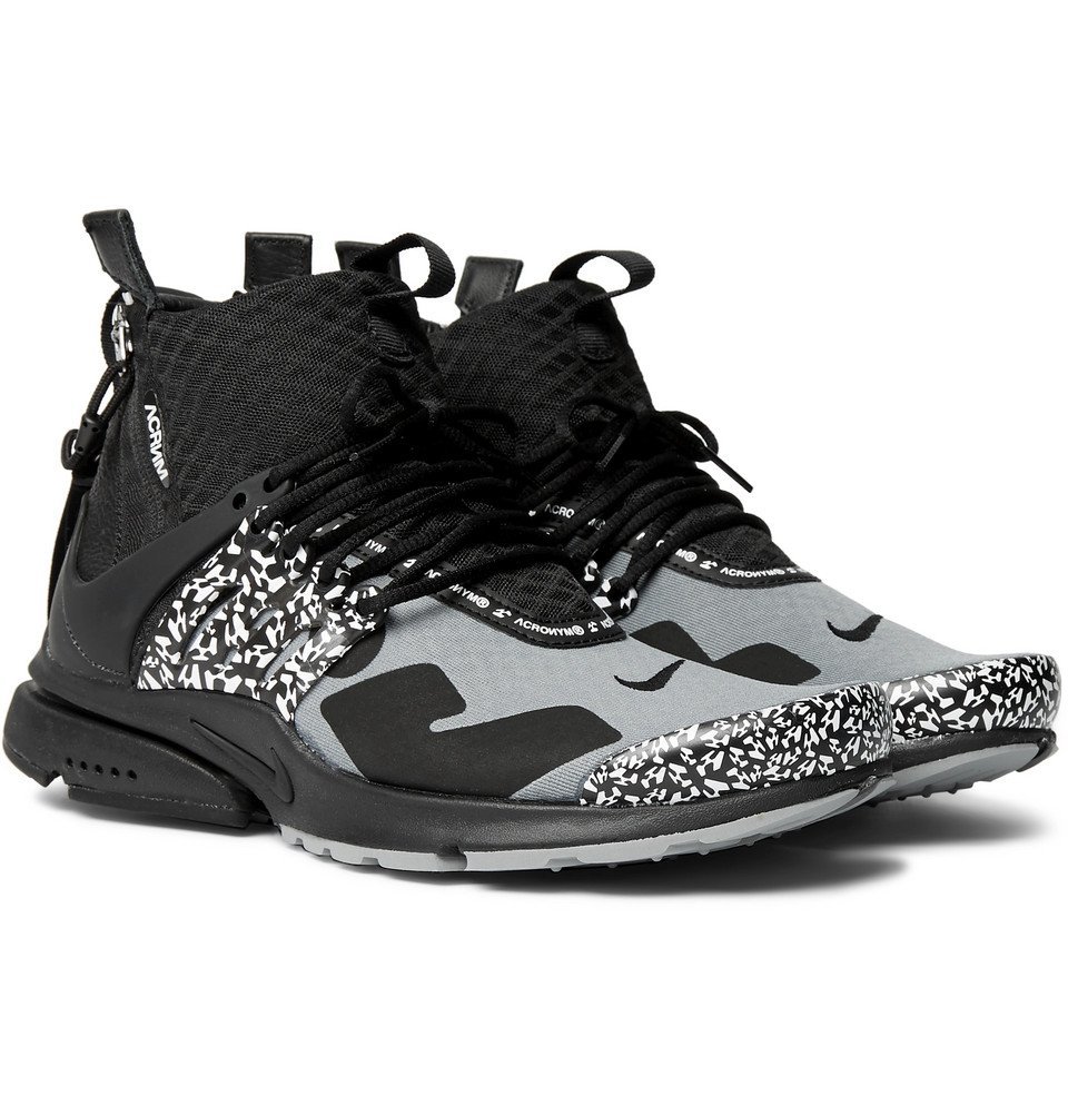 Nike - Acronym Air Presto Mid Leather and Rubber-Trimmed Mesh