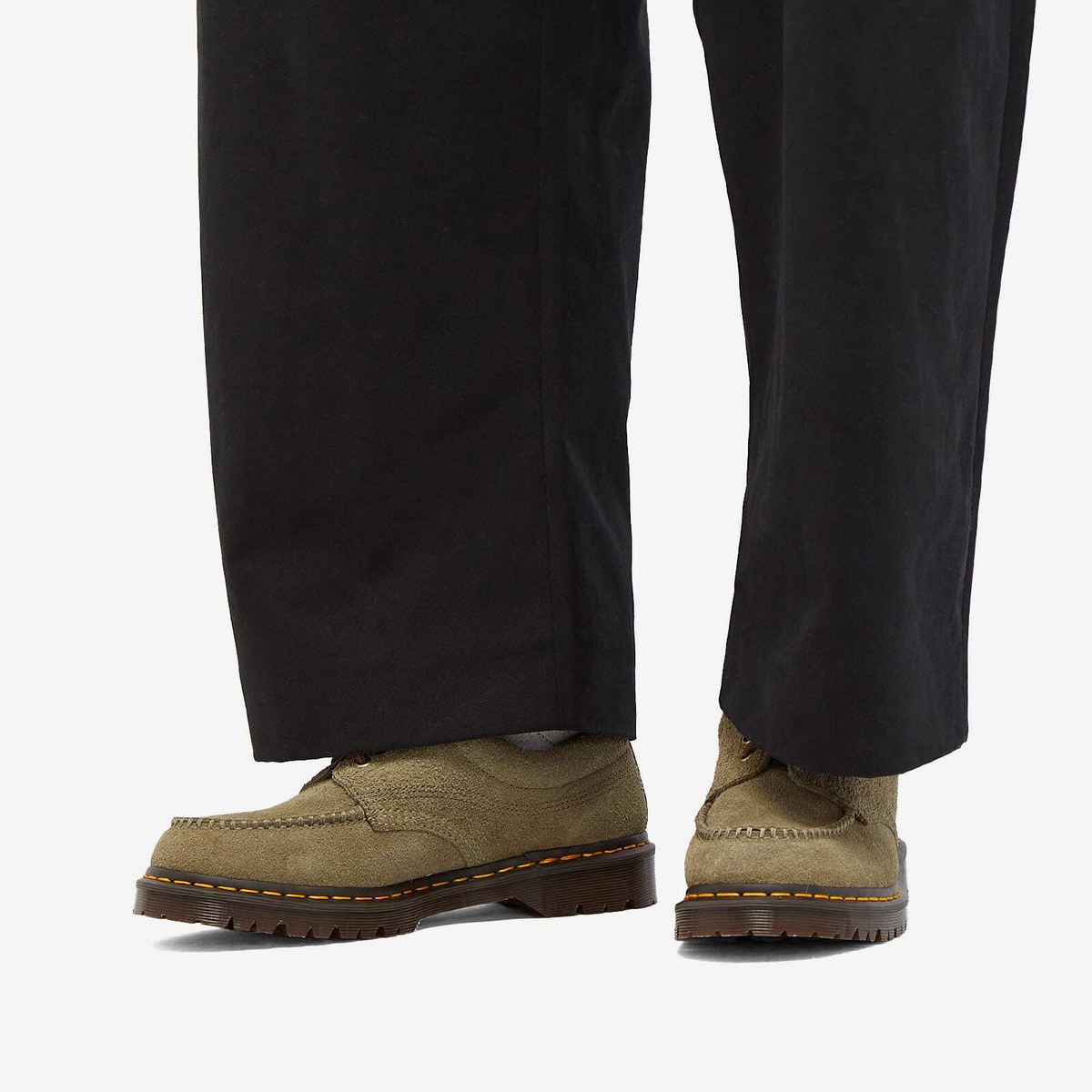 Dr. Martens Men's Lowell Hairy Suede Shoe Sneakers in Olive Dr