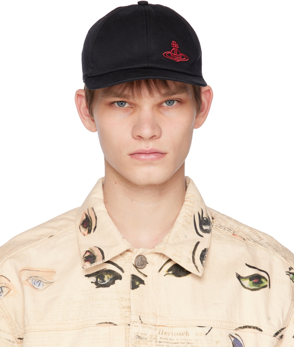 Vivienne Westwood Black Embroidered Cap Vivienne Westwood