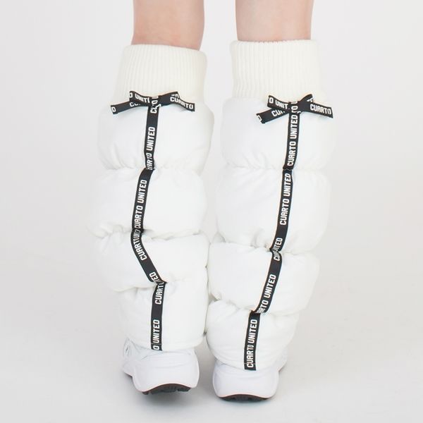 クアルトユナイテッド 後ろリボン中綿レッグウォーマー WHT F U8055 1