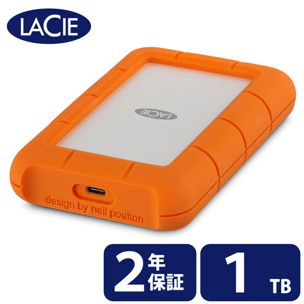 HDD 外付け 1TB ポータブル Rugged USB-C 2EUAP8 LaCie 1個 - アスクル