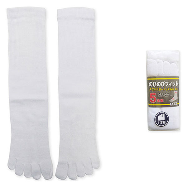 ジェイワークスプランニング のびのびフィットソックス5本指 白 TS-012