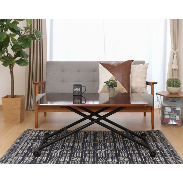 不二貿易 ガス昇降式テーブル 幅900×奥行600×高さ700mm ブラウン 74710