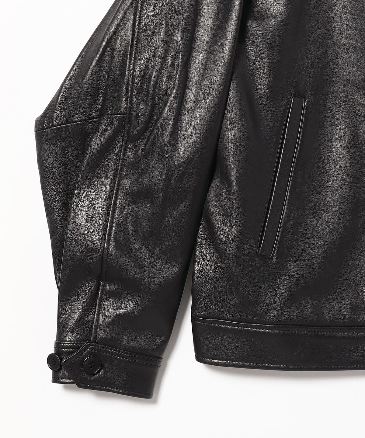 BEAMS Leather Zip Blouson [Wide Fit BEAMS (Blouson Leather Blouson