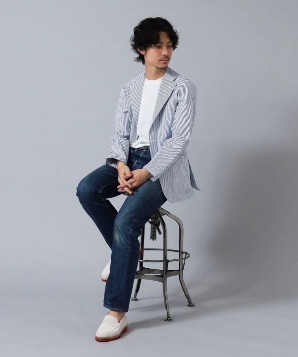 BEAMS F（ビームスF）NEW EASY SONDRIO シアサッカー ストライプ
