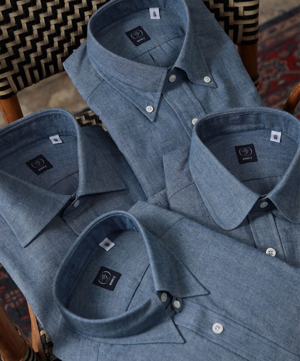 BEAMS F（ビームスF）シャンブレー タブカラーシャツ（シャツ