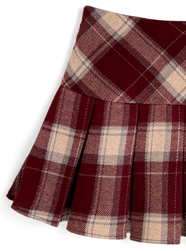 インパン裏地付きチェック柄プリーツミニスカート[ac2624