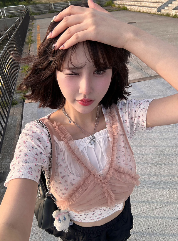 花柄フリルレイヤード風トップス[gn278] | レディースファッション通販