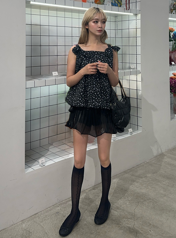 花柄ふくれジャガードリボンバルーンキャミビスチェ[gn293