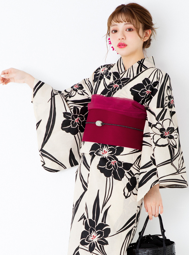 モノトーン水仙浴衣セット[gi1205] | レディースファッション通販の