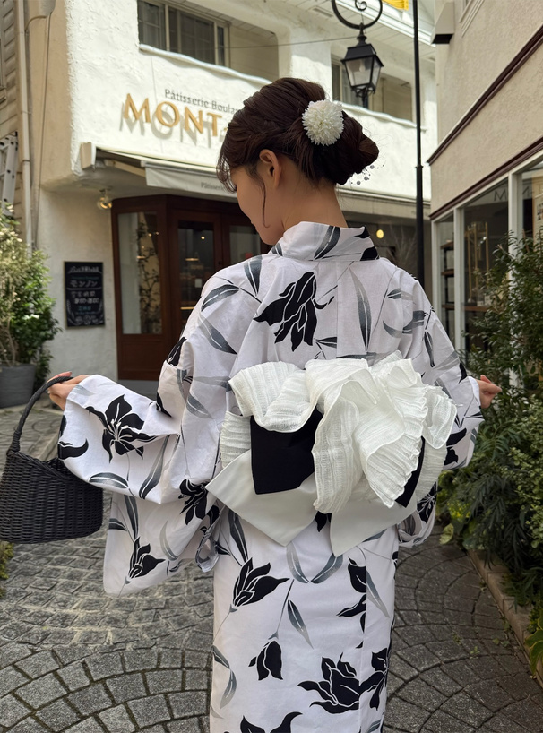 モノトーン百合浴衣セット[gi1326] | レディースファッション通販の