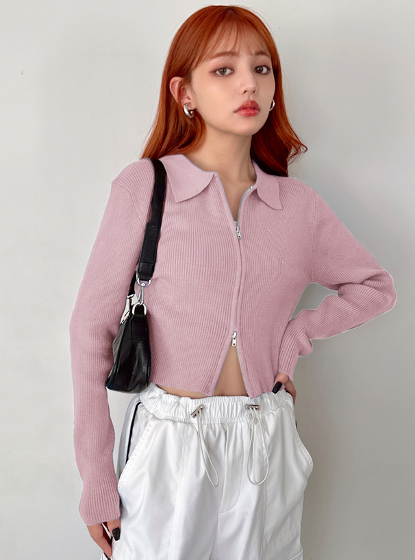 ダブルジップ襟付ニットトップス[dr589] | レディースファッション通販
