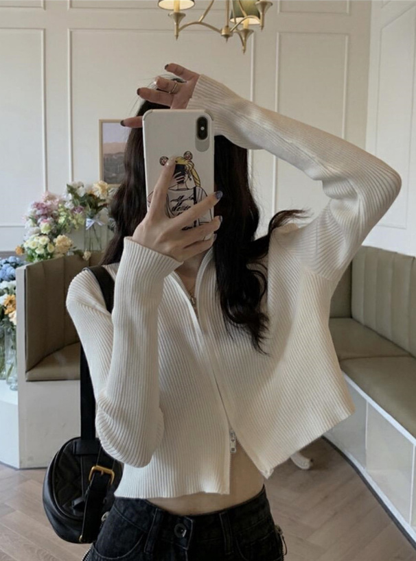 ダブルジップショート丈ニットトップス[dr687] | レディース