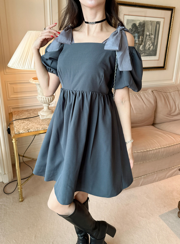 オフショルダーリボンフレアミニワンピース[pr60] | レディース