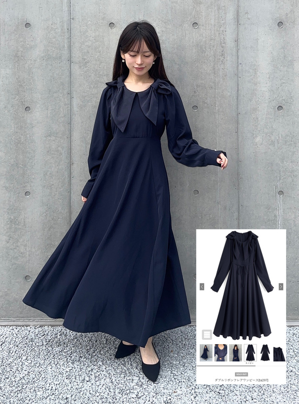 ダブルリボンフレアワンピース[ta297] | レディースファッション通販の